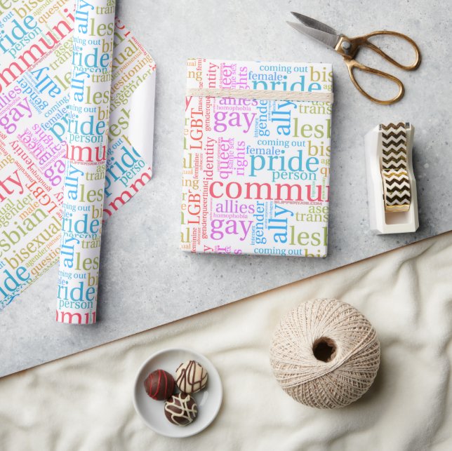 SlipperyJoes regnbågs- LGBTQ+ community wordmoln  Presentpapper (Hantverk)