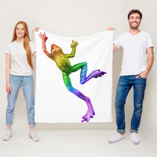 SlipperyJoe's regnbågsfärgade groda renderad skulp Fleecefilt