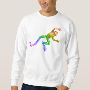 SlipperyJoe's regnbågsfärgade groda renderad skulp Lång Ärmad Tröja