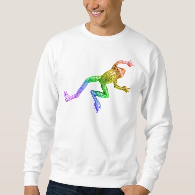 SlipperyJoe's regnbågsfärgade groda renderad skulp Lång Ärmad Tröja (Framsida)