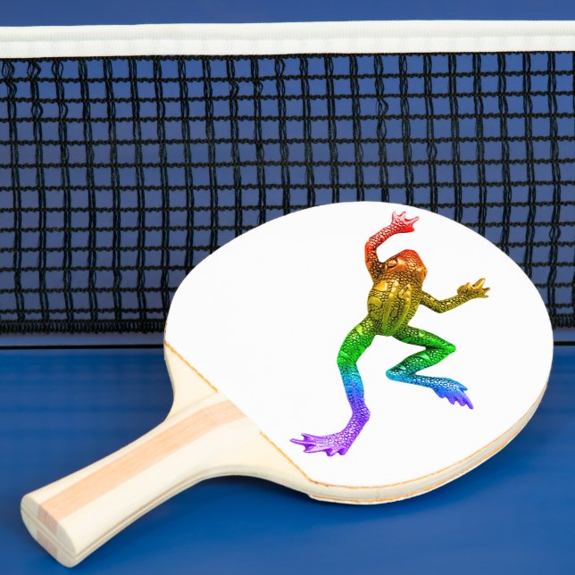 SlipperyJoe's regnbågsfärgade groda renderad skulp Pingisracket (Insitu)