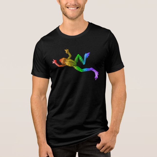SlipperyJoe's regnbågsfärgade groda renderad skulp T Shirt (Framsida)