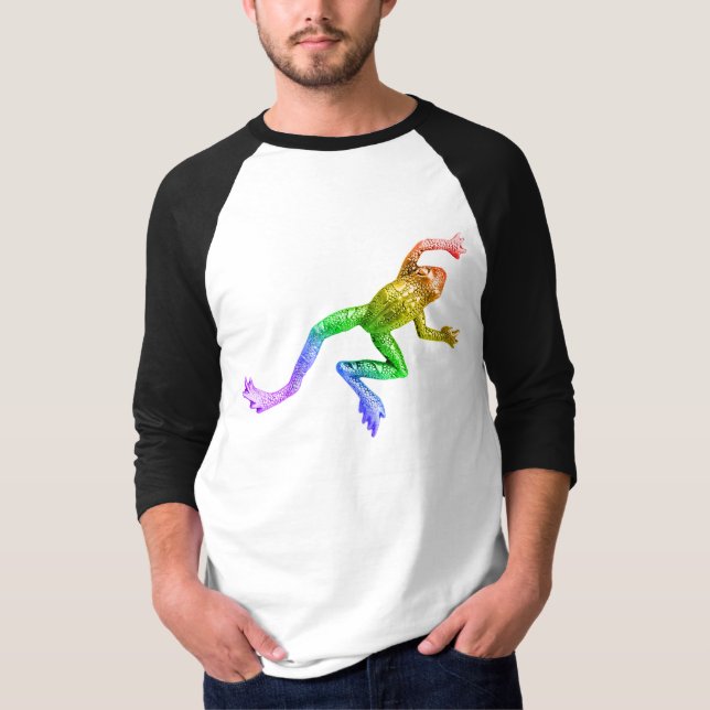 SlipperyJoe's regnbågsfärgade groda renderad skulp T Shirt (Framsida)