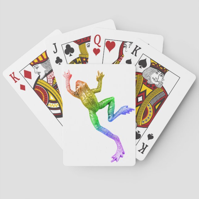 SlipperyJoes regnbågsfärgade groda renderad skulpt Casinokort (Baksidan)