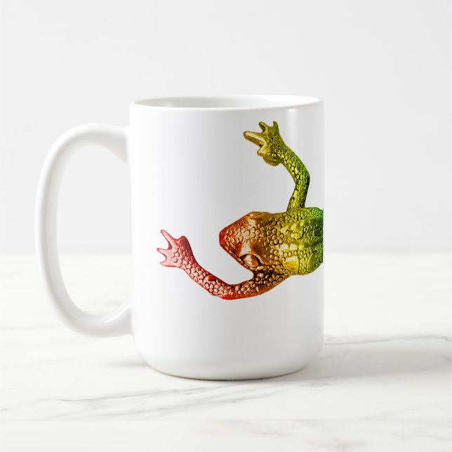 SlipperyJoes regnbågsfärgade groda renderad skulpt Kaffemugg (Vänster)