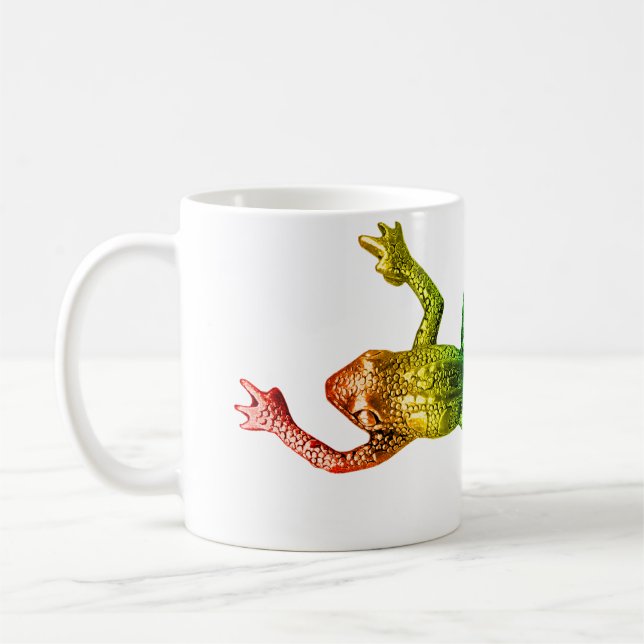SlipperyJoes regnbågsfärgade groda renderad skulpt Kaffemugg (Vänster)
