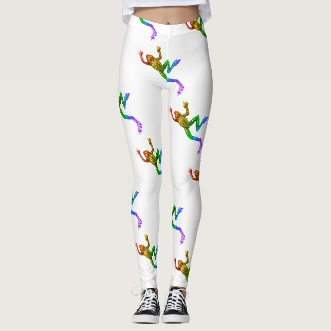 SlipperyJoes regnbågsfärgade groda renderad skulpt Leggings (Framsida)