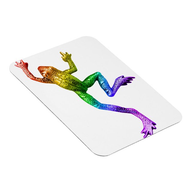 SlipperyJoes regnbågsfärgade groda renderad skulpt Magnet (Högersidan)