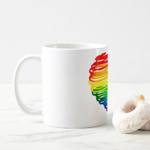 SlipperyJoes regnbågsfärgade hjärta klottrat virvl Kaffemugg