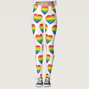 SlipperyJoes regnbågsfärgade hjärta klottrat virvl Leggings