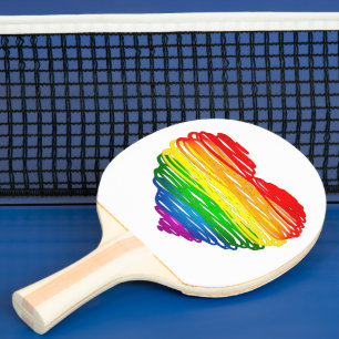 SlipperyJoes regnbågsfärgade hjärta klottrat virvl Pingisracket