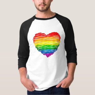 SlipperyJoes regnbågsfärgade hjärta klottrat virvl T Shirt