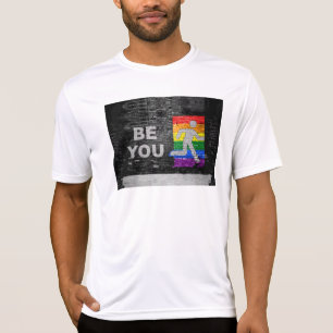 SlipperyJoes regnbågsfärgade panel urbana stråk T Shirt