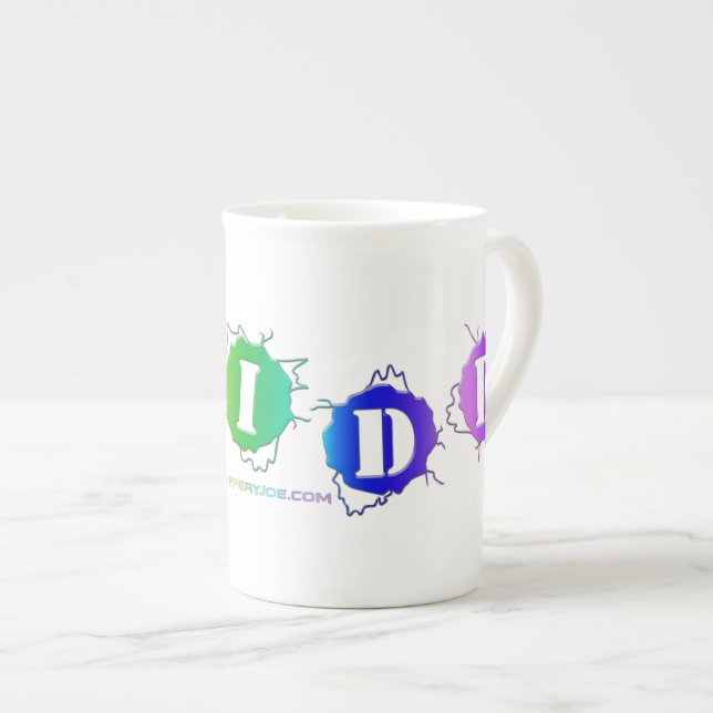 SlipperyJoe's regnbågsfärgade pride-skylt sprutar  Benporslin Mugg (Framsida höger)