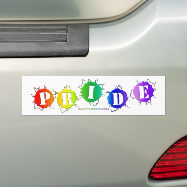 SlipperyJoe's regnbågsfärgade pride-skylt sprutar  Bildekal (På Bil)