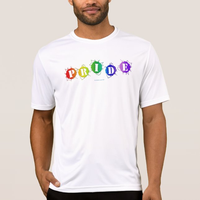 SlipperyJoe's regnbågsfärgade pride-skylt sprutar  T Shirt (Framsida)