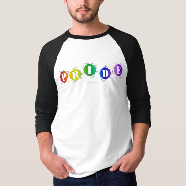 SlipperyJoe's regnbågsfärgade pride-skylt sprutar  T Shirt (Framsida)