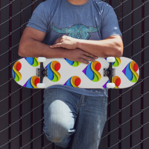 SlipperyJoe's regnbågslager hjärta form röd oran Mini Skateboard Bräda 18,5 Cm