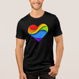 SlipperyJoe's regnbågslager hjärta form röd oran T Shirt