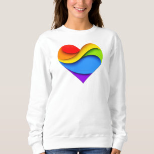 SlipperyJoe's regnbågslager hjärta form röd oran T Shirt