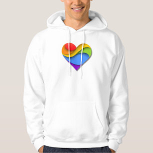 SlipperyJoe's regnbågslagerade hjärtformade röda o Hoodie