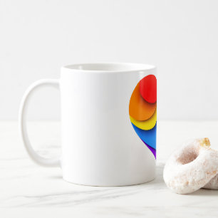SlipperyJoe's regnbågslagerade hjärtformade röda o Kaffemugg