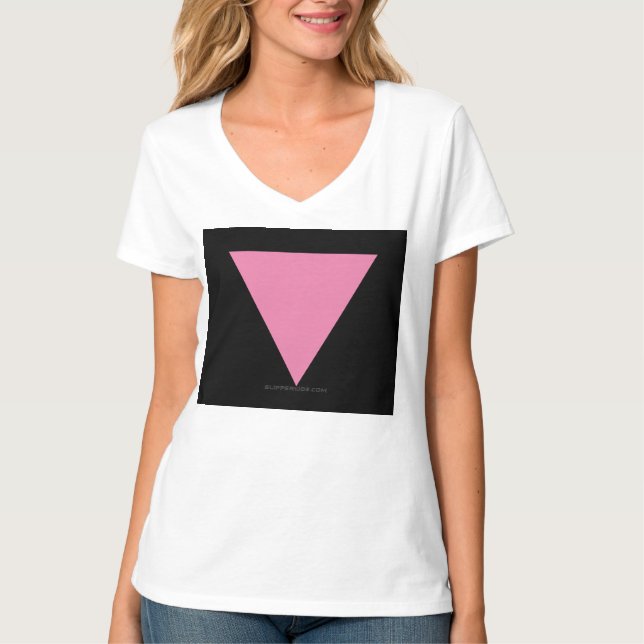 SlipperyJoe's rosa triangle flagga bright rosa Syb T Shirt (Framsida)