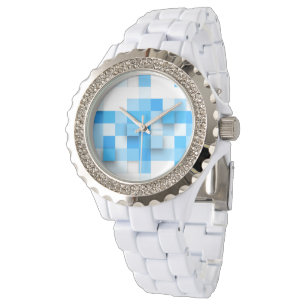 SlipperyJoe's rutor konstverk mosaik modern tre- Armbandsur