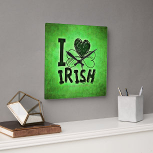 SlipperyJoes Saint Patrick's Day firande irländska Fyrkantig Klocka