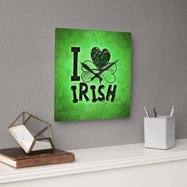 SlipperyJoes Saint Patrick's Day firande irländska Fyrkantig Klocka (Kontor)