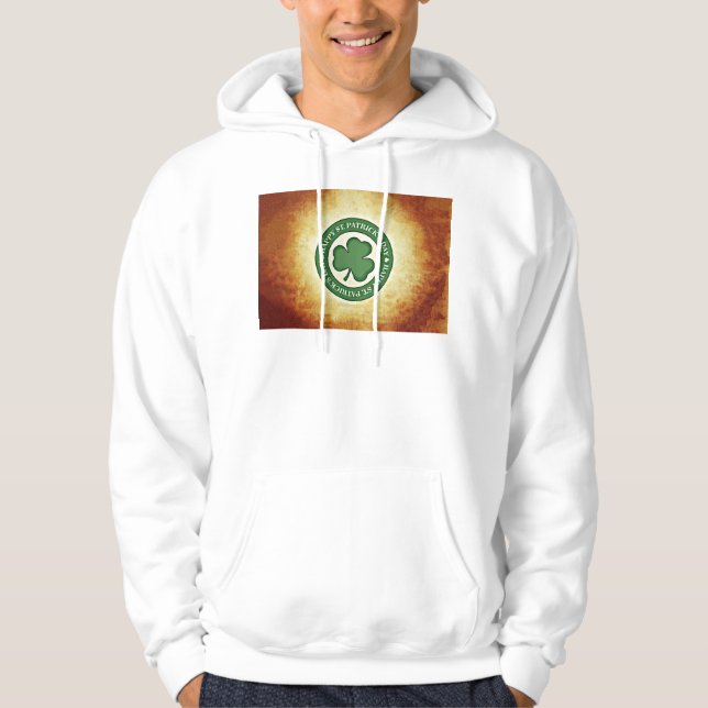 SlipperyJoe's Saint Patrick's Day glansiga treklöv Hoodie (Framsida)