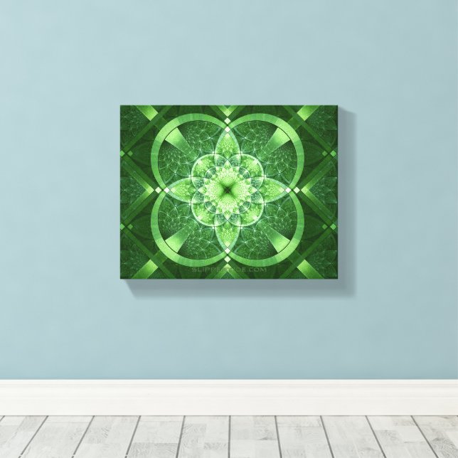 SlipperyJoes Saint Patricks Day lysande fyra blad Canvastryck (Insitu (trägolv))