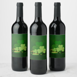 SlipperyJoe's Saint Patrick's Day-tema tomte Vinflaska Etikett