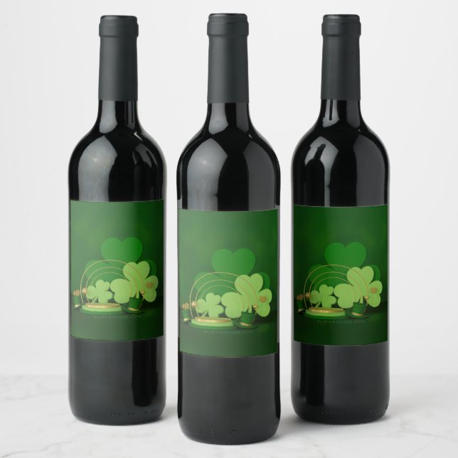 SlipperyJoe's Saint Patrick's Day theme leprechaun Vinflaska Etikett (Flaskor)