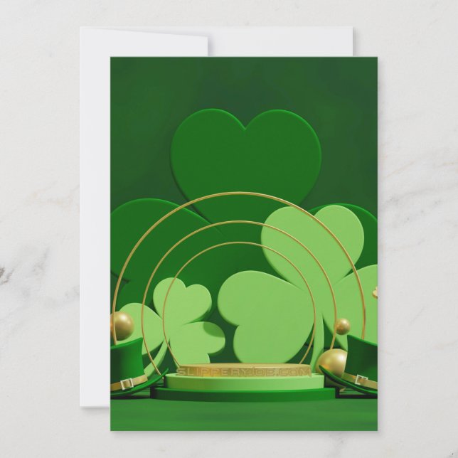 SlipperyJoe's Saint Patrick's Day three-leaf clove Julkort (Framsida)