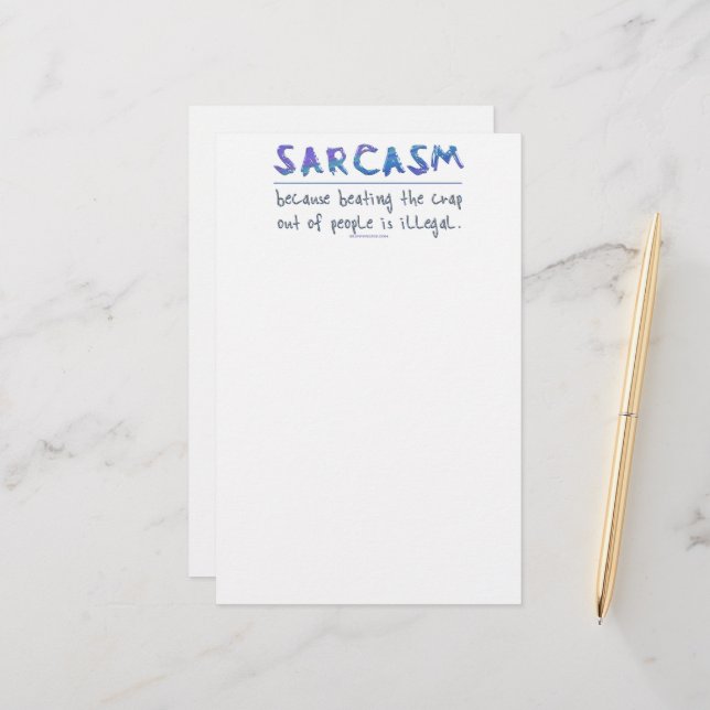 SlipperyJoe's Sarcasm lustiga slogan som säger lek Brevpapper (Fram/Back In Situ)
