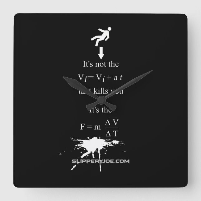 SlipperyJoe's Science math splatter delikman equat Fyrkantig Klocka (Framsida)