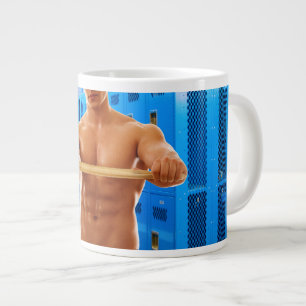 SlipperyJoes shirtlösa muskulösa manliga bröstkorg Jumbo Mugg