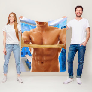 SlipperyJoes shirtlösa muskulösa manliga buk bröst Fleecefilt