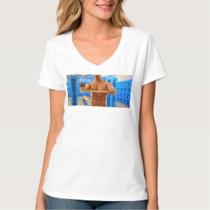 SlipperyJoes shirtlösa muskulösa manliga buk bröst T Shirt