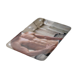 SlipperyJoes shirtlösa muskulösa manliga torso sex Badrumsmatta
