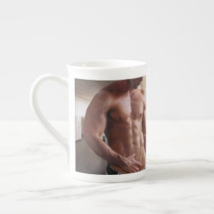 SlipperyJoes shirtlösa muskulösa manliga torso sex Benporslin Mugg