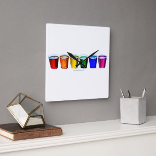 SlipperyJoe's shotglas sex koppar arrangerade hori Fyrkantig Klocka