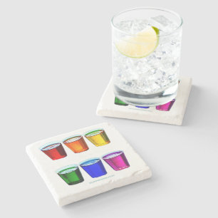 SlipperyJoe's shotglas sex koppar arrangerade hori Stenunderlägg