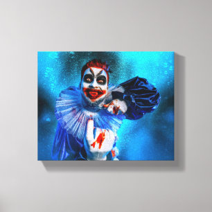 SlipperyJoes skrämmande halloweenclownfigur smet Canvastryck