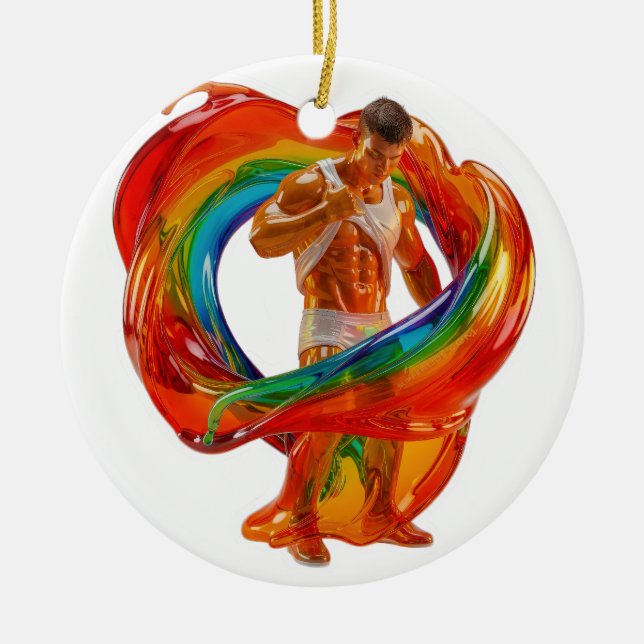 SlipperyJoes slående moderna Pride-tema maskulina  Julgransprydnad Keramik (Framsidan)