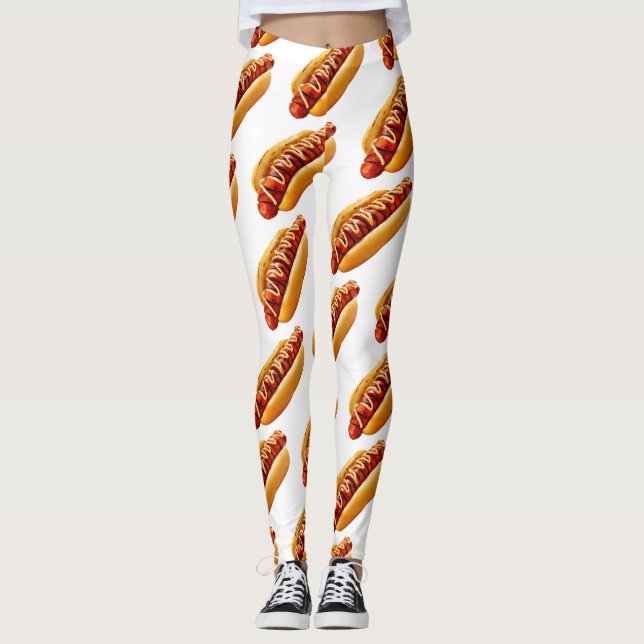 SlipperyJoe's sommar BBQ-vibe varmkorv inklämd mju Leggings (Framsida)