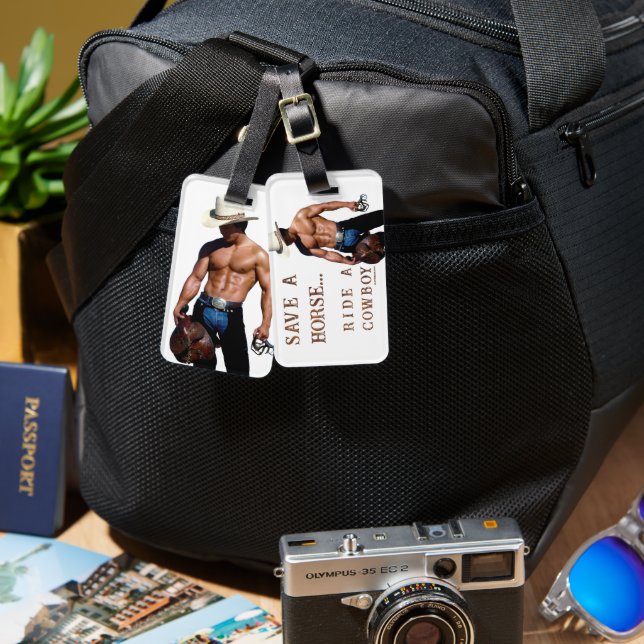 SlipperyJoe's spara häst ride cowboyhatt mus Bagagebricka (Fram & Baksida)