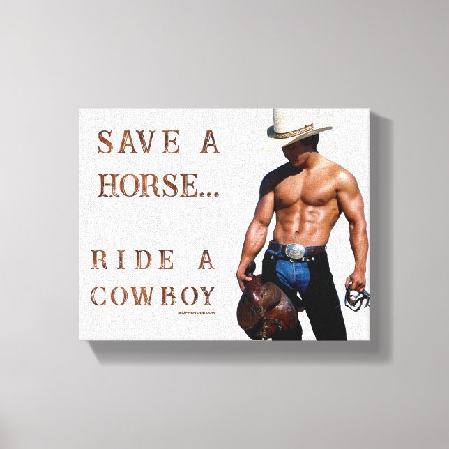 SlipperyJoe's spara häst ride cowboyhatt mus Canvastryck (Framsida)