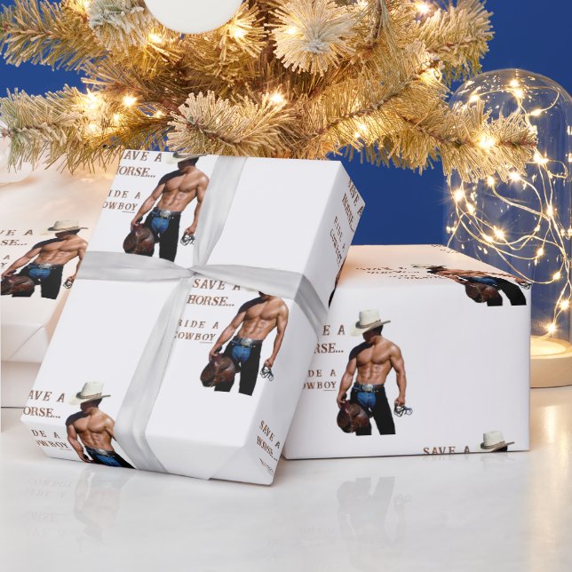 SlipperyJoe's spara häst ride cowboyhatt mus Presentpapper (Helgdagar)